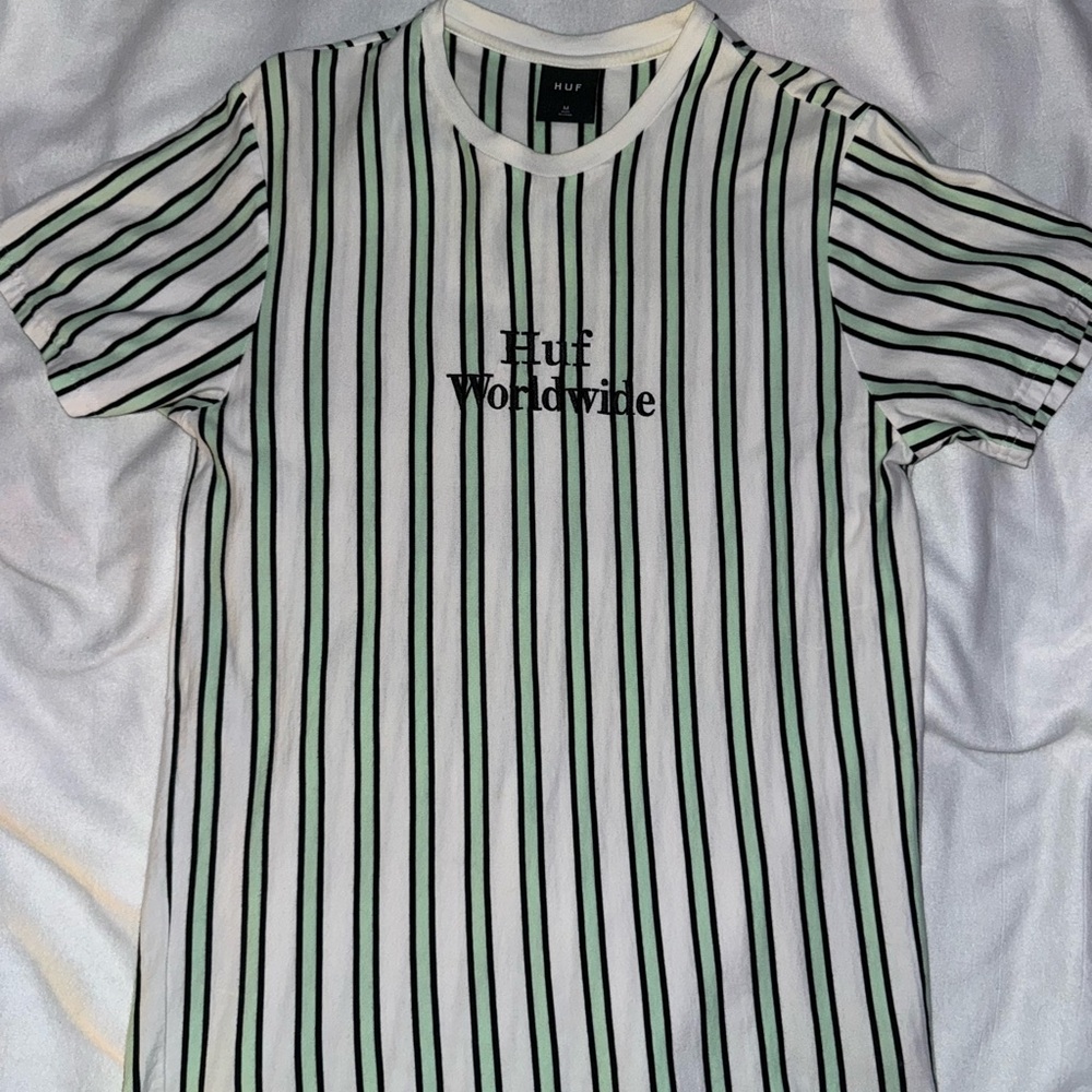 HUF Mint and Black Striped Tee